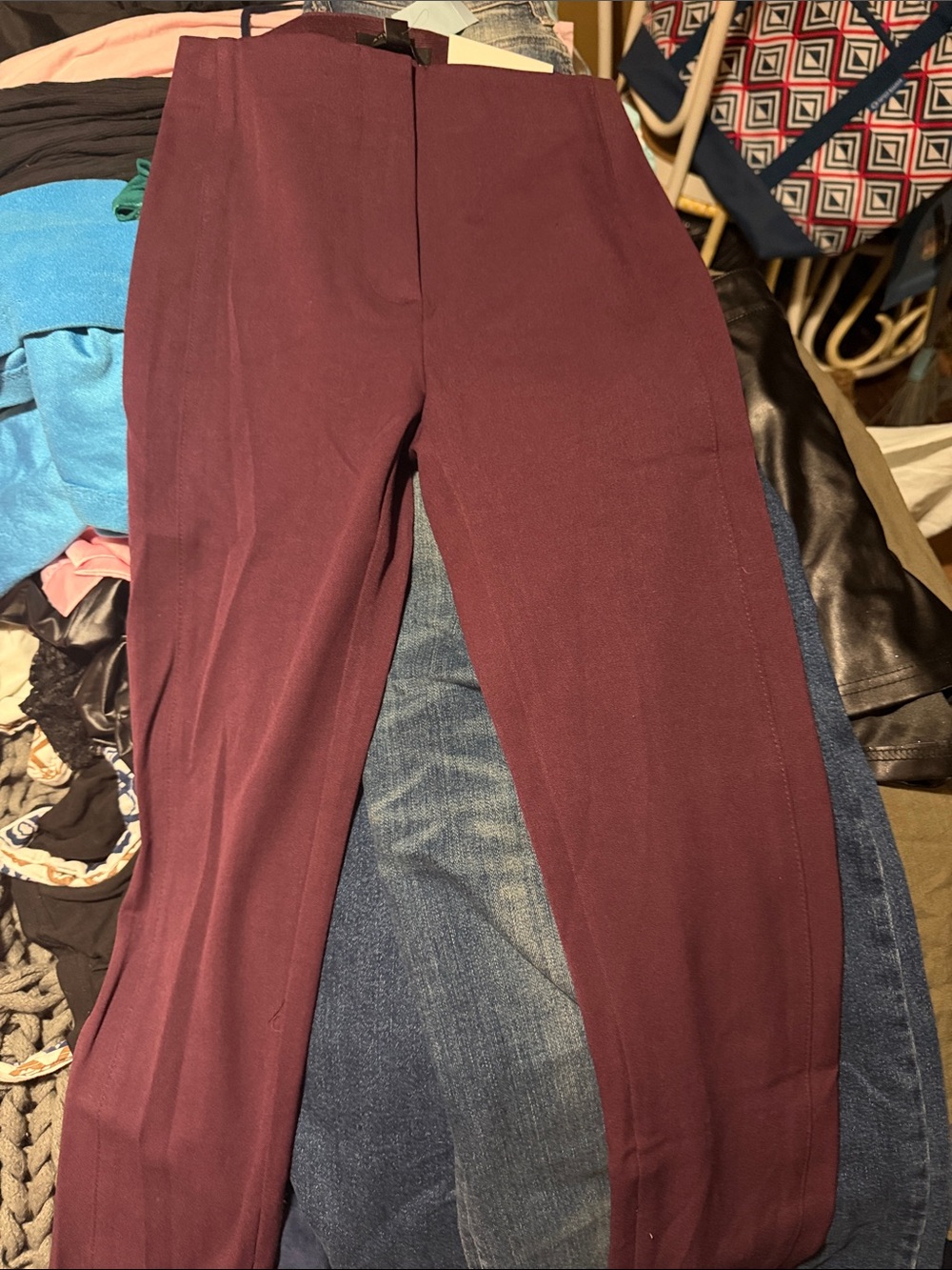 Ann Taylor Skinny Pants in Deep Burgundy
